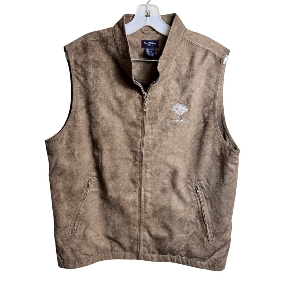 Monterey Club Mens Faux Suede Golf Vest Medium Brown Desert Willow Full Zip